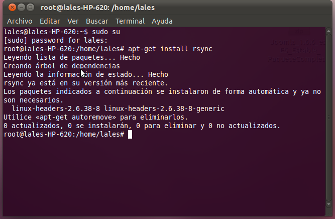 RSYNC Instalamos con apt-get install rsync A continuación vamos a poner el siguiente