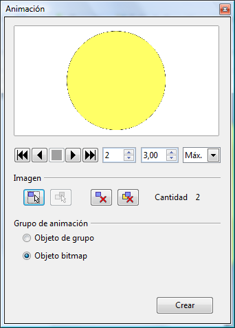 2. Ejecutamos el comando Insertar Imagen animada y aparecerá el editor Animación.