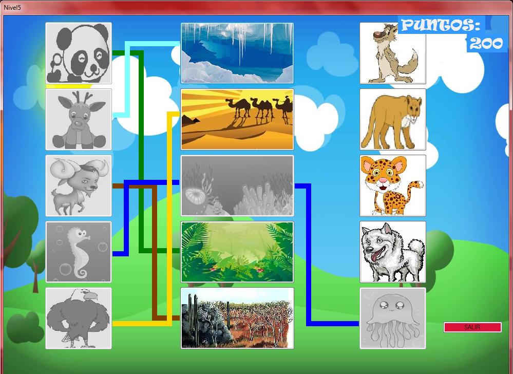 los diferentes animales, seleccionado el animal y posteriormente el hábitat al que pertenecen (Figura 2). Figura 2. Llegando a casa.
