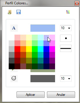 configuración de colores de todas las herramientas.