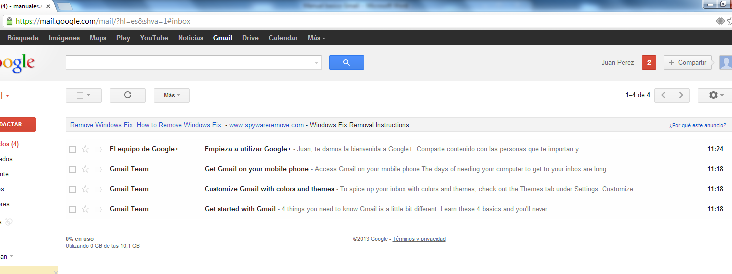 En este momento el equipo de Gmail nos da la bienvenida confirmando nuestra nueva cuenta, Finalmente para acceder a nuestra cuenta nueva pulsamos sobre el botón Ir a Gmail y comenzar a utilizar sus