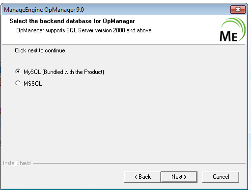 OpManager soporta SQL Server versión 2000 y