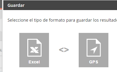 2 3 Clic en el icono GUARDAR resultados: 2 Fichero Excel 3 Fichero para su GPS,seleccione el tipo de formato para guardar los Opcionalmente: clic para ver los resultados en forma
