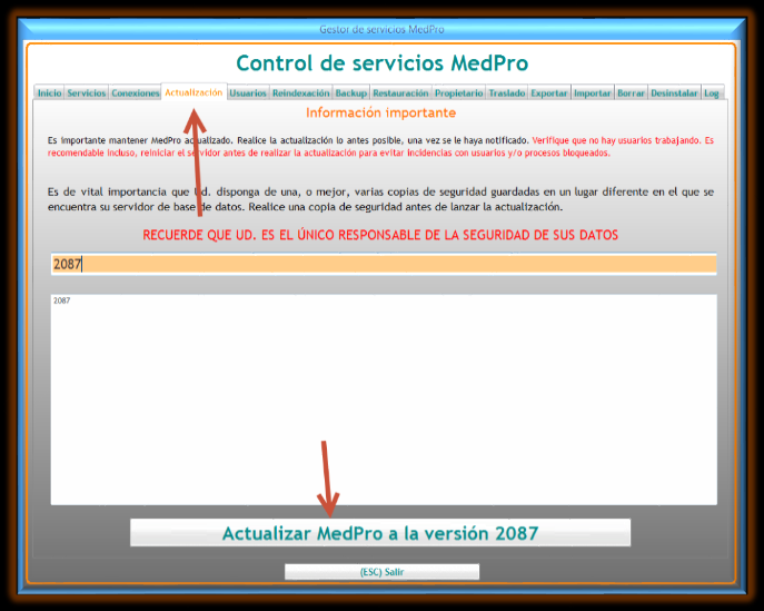 13.-Actualización de MedPro. De forma periódica, publicaremos actualizaciones para incluir nuevas funcionalidades y realizar correcciones.