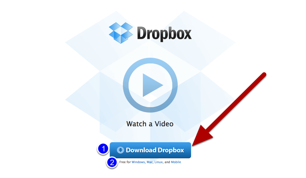 BAJAMOS EL PROGRAMA Bajamos el programa ó aplicación en el botón "Download Dropbox" (1).