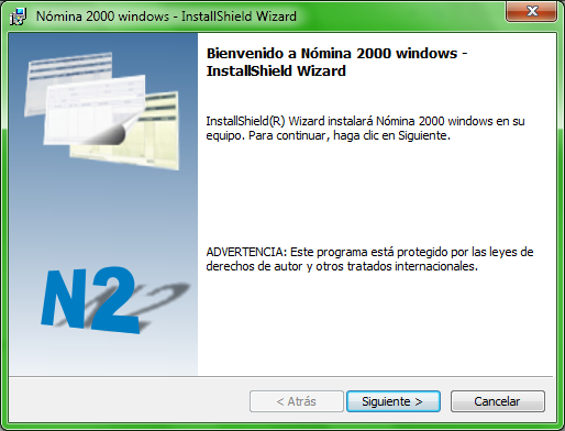 V2b) De esta forma correrá el proceso con la bienvenida e instalación del Sistema Nómina (InstallShield Wizard).