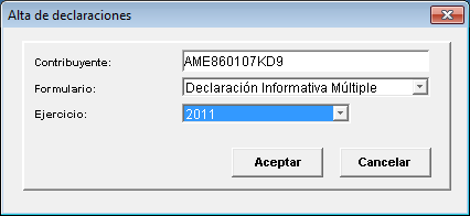 Carga del archivo al DIM 1. Descargar e instalar el software del DIM 2011 V. 3.3.8, puede obtenerse desde la página http://www.sat.gob.mx/sitio_internet/servicios/descargas/31_9025.html. 2. Ingresar al sistema DIM y dar de alta al contribuyente mediante la opción Contribuyentes / Nuevo / Contribuyente.