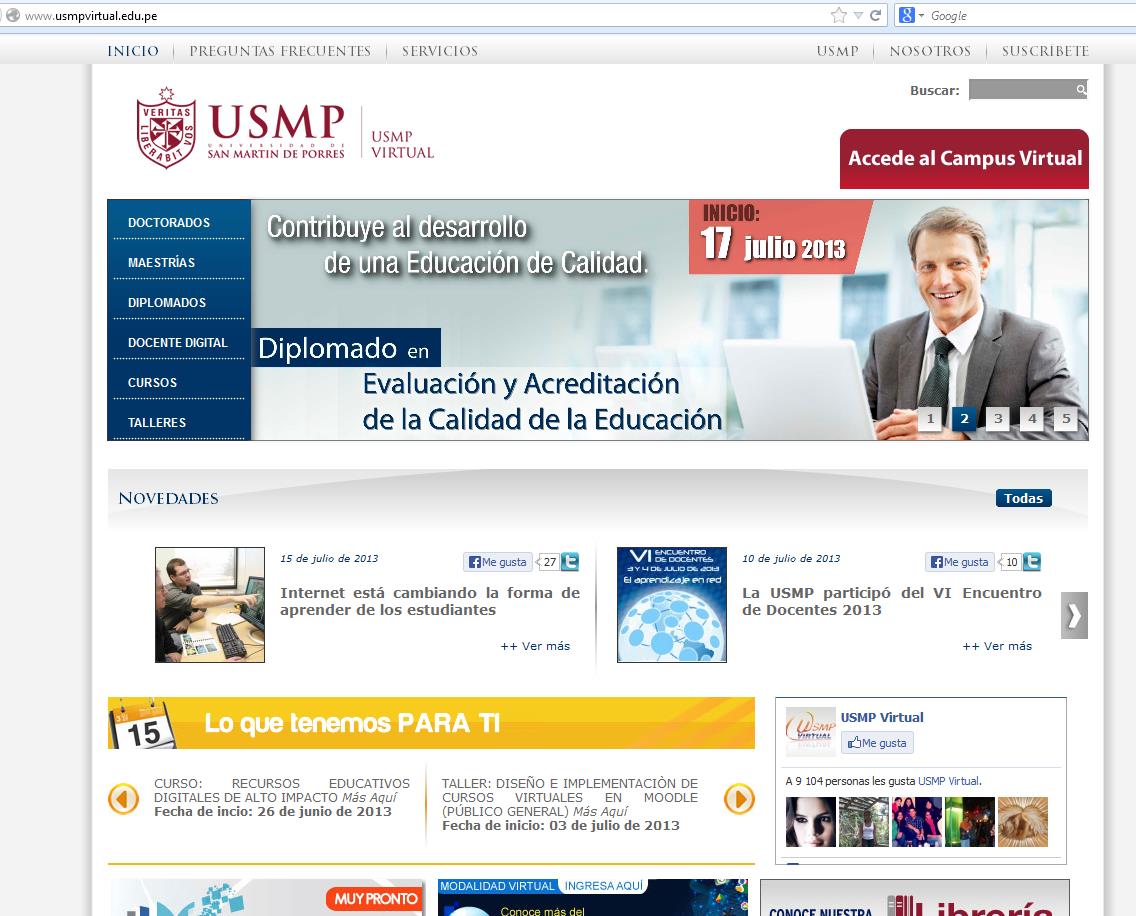 Ingresando directamente a la página de nuestro Campus Virtual: http://campusvirtual.usmp.edu.