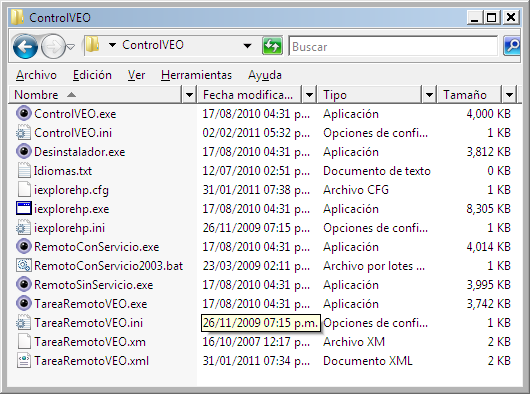 7 2.- Instalación de los Agentes Remotos de VEO en los equipos de la red: a) Ingresar a la carpeta donde se instaló VEO, normalmente la ruta es C:\Program Files\VEO ó C:\Archivos de Programa\VEO b)