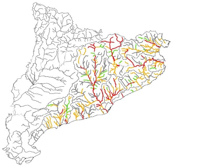M.1 Calidad hidromorfològica de los ríos de las cuencas internas de Cataluña (2012) Las masas de agua ríos que presentan una calidad hidromorfològica inferior a buena son el 40%.
