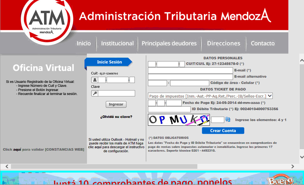 Para acceder a la página principal de la Administración Tributaria Mendoza, deberá abrir un Browser (Internet Explorer Mozilla Google Chrome) y luego ingresar a la siguiente dirección: www.atm.