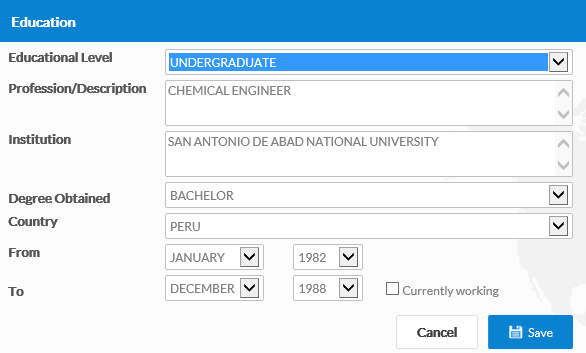 Después de completar la información del nuevo registro, seleccionar la opción Save.