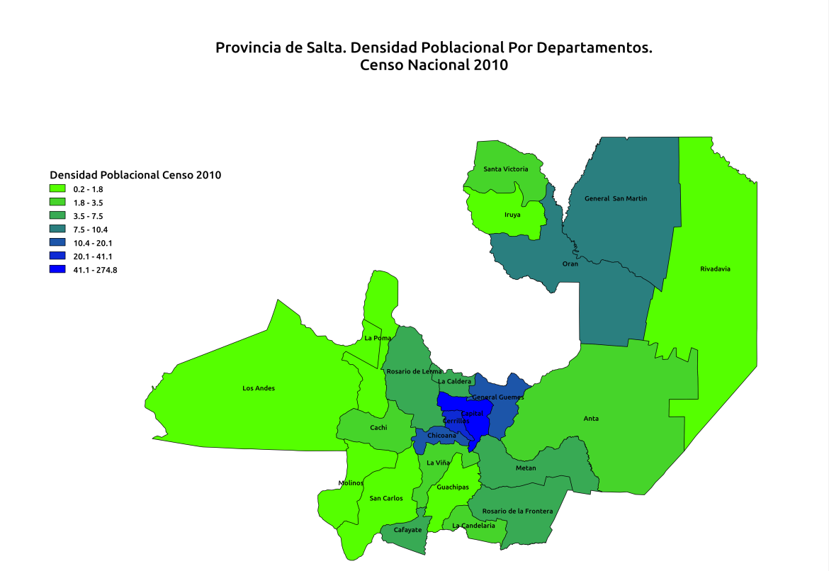 La Provincia de Salta es extensa, pero las condiciones naturales de las regiones determinan que en grandes extensiones de la misma la población se encuentre dispersa en pequeños conglomerados a veces