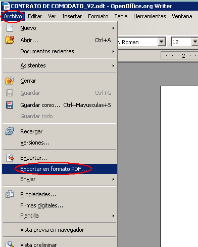 - En Open Office: Archivo Exportar en formato PDF - Utilizar una impresora virtual, buscar un software print to pdf en Google.