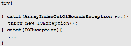 Finally La cláusula finally está pensada para limpiar el código en caso de excepción. Su uso es: try{... } catch (FileNotFoundException fnfe){... }catch(ioexception ioe){... }catch(exception e){.