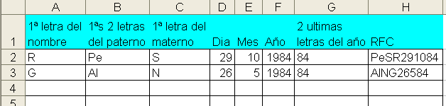 www.zonacreativaweb.com 3. Utilizando las funciones de Texto calcular los rangos de celdas siguiente: a. 1ª letra del nombre A2:A3 b. 1ª s 2 letras del paterno B2:B3 c. 1ª Letra del materno C2:C3 d.