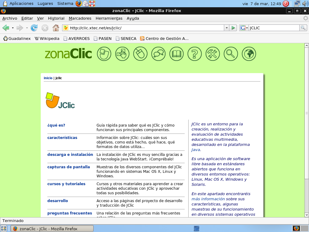 5.3 Zona Clic. JCLIC es un entorno para la creación, realización y evaluación de actividades multimedia basados en la plataforma JAVA.