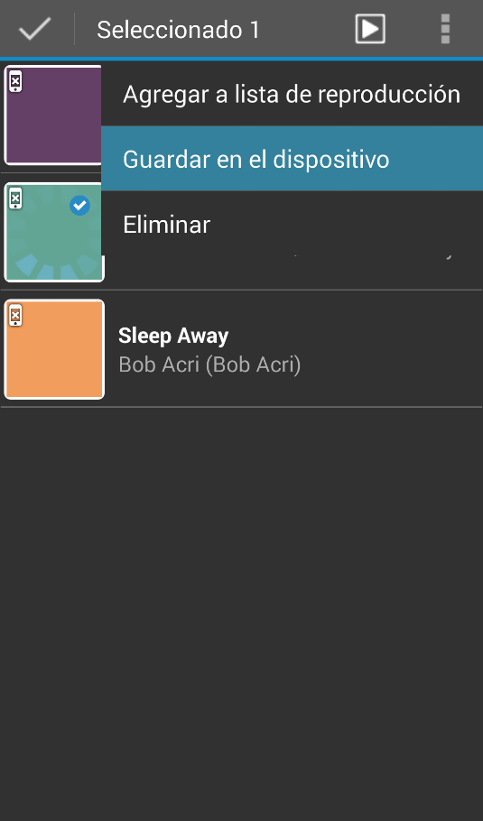 3.4.1 Descargar canciones del mcloud en el Dispositivo Esta opción permite sincronizar las canciones del mcloud almacenándolas en su Android.