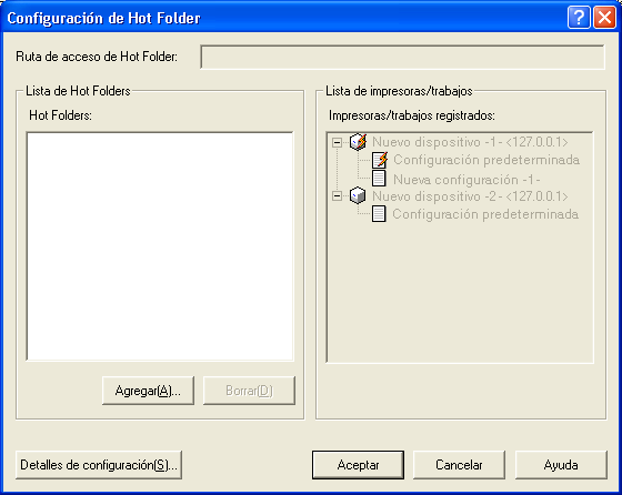 Imprimir 6 6.4 Usar Hot Folders Se puede imprimir un archivo de forma automática con sólo copiarla a una Hot Folder (carpeta de control de impresión) que haya sido creada previamente.