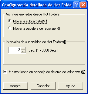 Imprimir 6 6.4.2 Especificar la configuración detallada de Hot Folder Es posible especificar la configuración detallada de la Hot Folder.