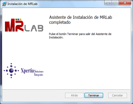 Hacer clic en Terminar. Figura 27. Instalación de MRLab terminada MRLAB está instalado correctamente y listo para ser utilizado. 7.