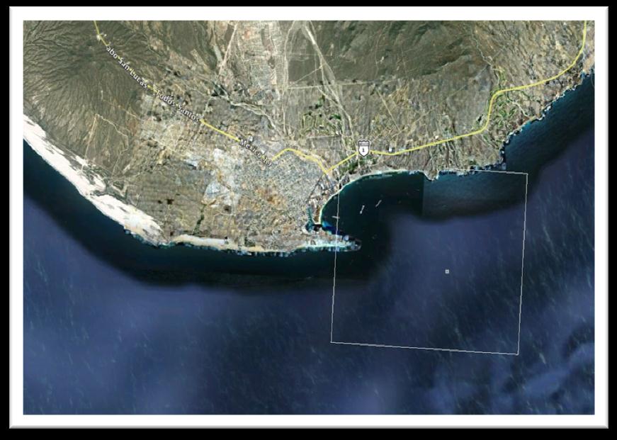 Acercamiento al polígono del Área Natural Protegida de la Bahía de Cabo San Lucas altura de imagen aproximada