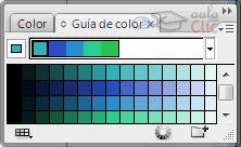 Este panel nos permite ser más preciso, tanto en la selección de color "a ojo" como insertando directamente los valores en en las escalas CMYK, RGB o tono-saturación-brillo (HSB).