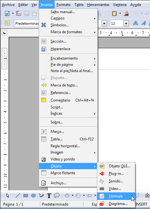 para contextos educativos LibreOffice Math // Pág. 9 Al acercar el puntero sobre los íconos, se puede visualizar el tipo de elemento y su utilidad.