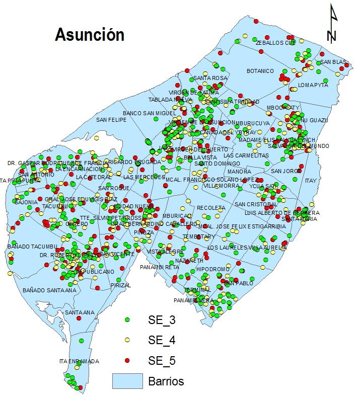 (Gráfico 4) Dengue en Asunción Mapa 5 En ASUNCIÓN, los casos sospechosos y confirmados de dengue acumulados hasta la SE 5 son: 3.719.