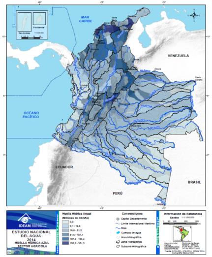 HUELLA HÍDRICA El ENA 2014 incluye estimaciones de: Huella Hídrica verde Huella Hídrica azul Sector Agrícola 54.916 (Mm 3 ) HH Azul Agrícola 6.942 (Mm 3 ) para 21 cultivos permanentes (36.