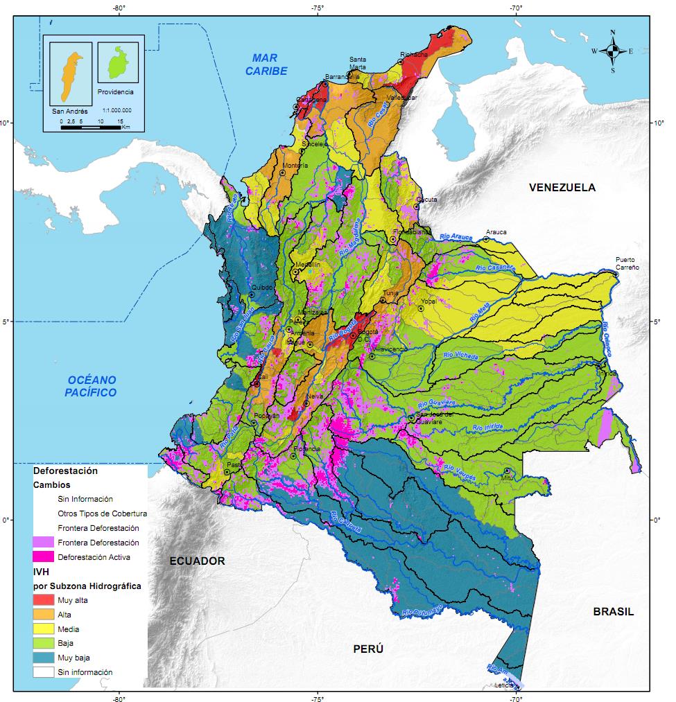 VULNERABILIDAD AL DESABASTECIMIENTO Y DEFORESTACIÓN IVH vs Hotspots Deforestación 1990-2010 Subzonas con IVH Muy