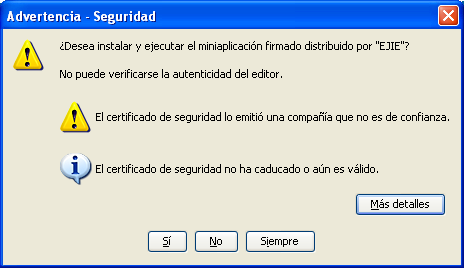 readonly="true"/>/<input type="text" name='aniocaducidad' maxlength='2' size='2' readonly="true"/> </td> </tr> </table> </form> </body> </html 8.4 Ejecución del applet.