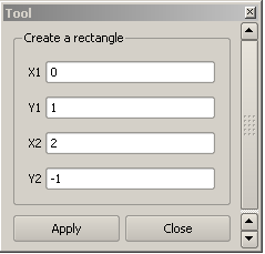 Seguidamente, en la ventana Tool presionar aceptar y después apply. Paso 2. Generar una región rectangular con vértices opuestos (0,1) y (2,-1).