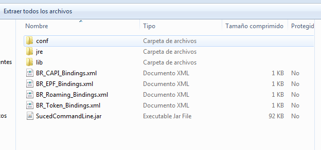 La carpeta conf almacena archivos de configuración propios del cliente SucedCommandLine.