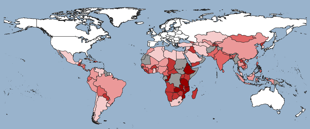 Prevalencia del hambre en países en desarrollo (Porcentaje de la población con