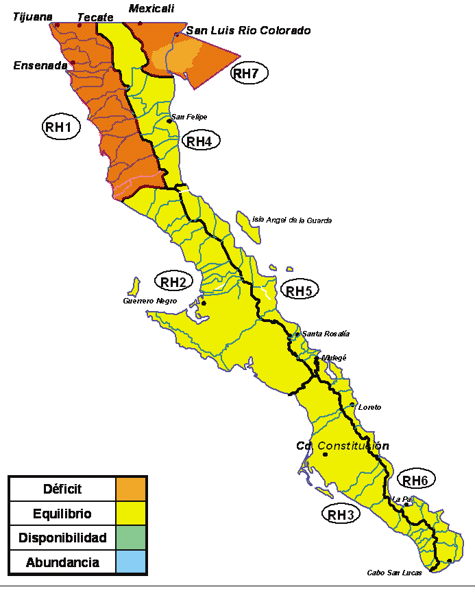 Regiones Hidrológicas en la Península de Baja