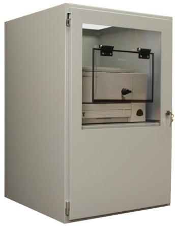 Armario IP54 APT9660 para impresora. El armario para impresora APT9660 le ofrece: Protección contra polvo y suciedad. Protección contra salpicaduras de agua y derramas.