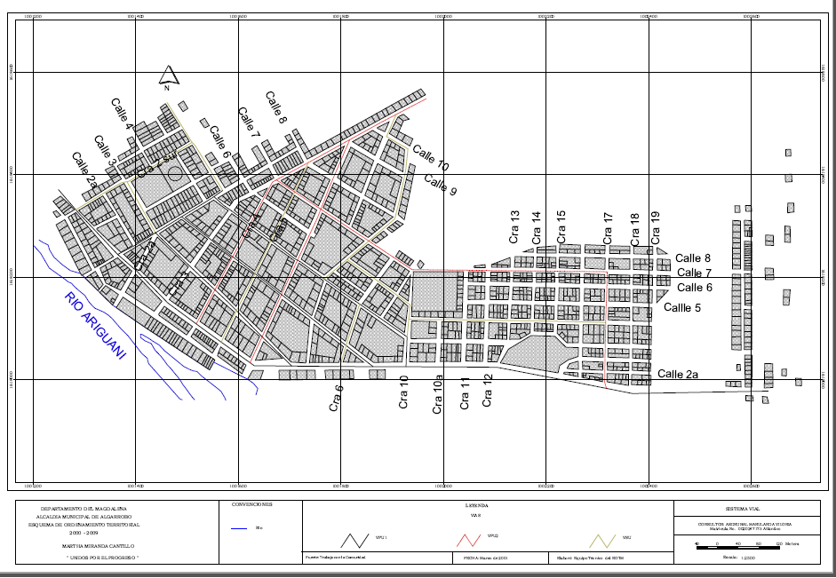 Página 86 de 90 ANEXO 8 Mapa del sistema vial y estado de las calles y carreras del casco urbano del municipio de Algarrobo. Fuente.