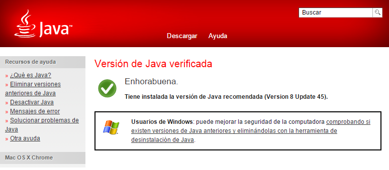 3.- Comprobar instalación última versión de Java Aviso: La instalación de Java no es necesaria si va a utilizar el navegador Google Chrome.