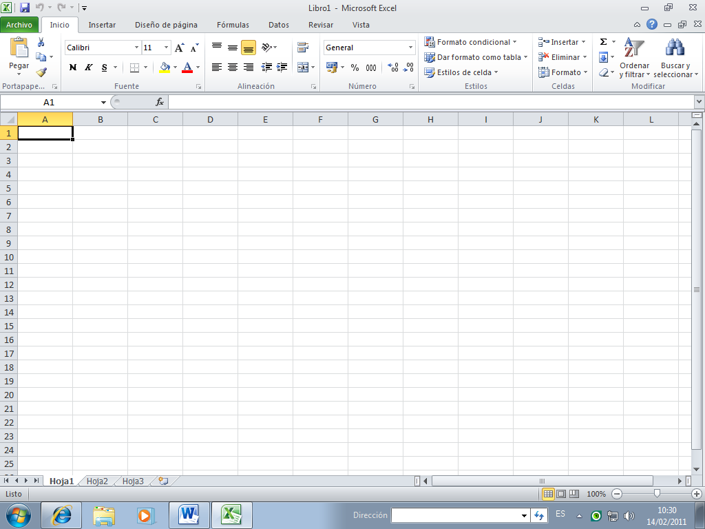Contenidos INGRESAR A EXCEL 2010 El programa Microsoft Excel 2010, forma parte del paquete Microsoft Office 2010, puede ingresarse a él de diferentes maneras, por ejemplo: - Desde el botón Iniciar al