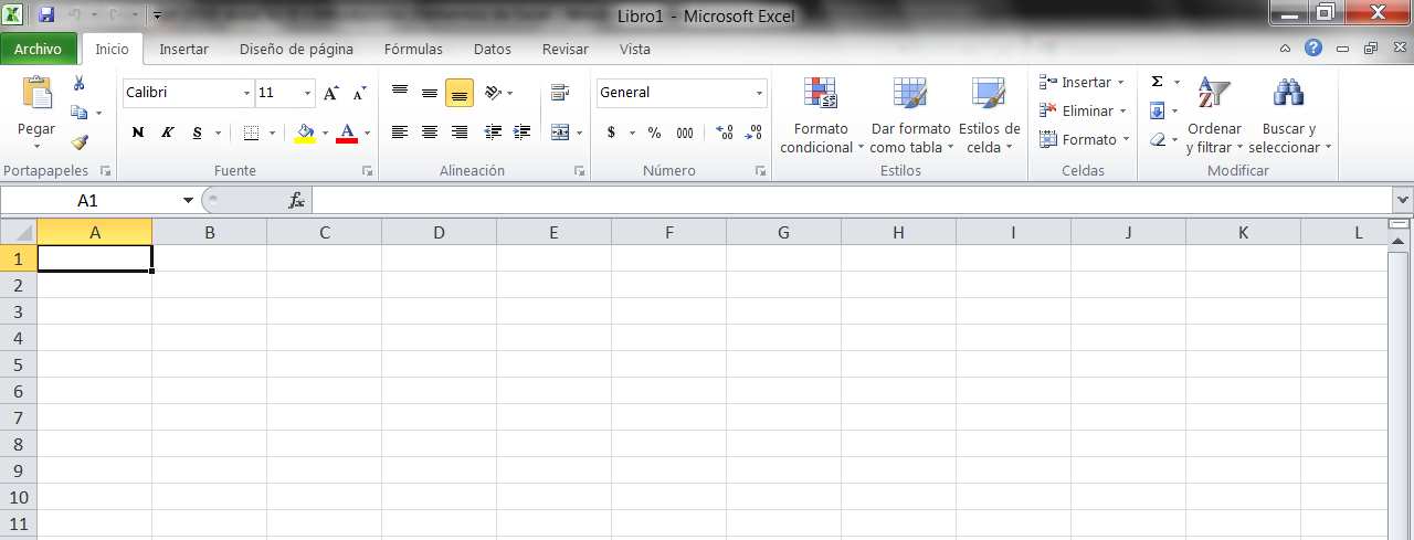 Iniciar Excel Siempre que inicie Microsoft Excel se abre un libro de trabajo en blanco preparado para trabajar en él.