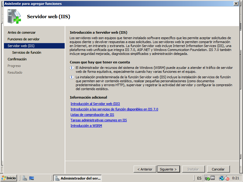 YOLANDA ALBEROLA MARTÍNEZ Instalación del SERVIDOR WEB (IIS) Para instalar el IIS Servidor Web en Server 2008 nos vamos a inicio Administrar el servidor Ir a