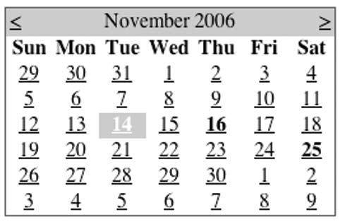 Para visualizar las actividades para un día específico, se usa el calendario, haciendo clic en el día