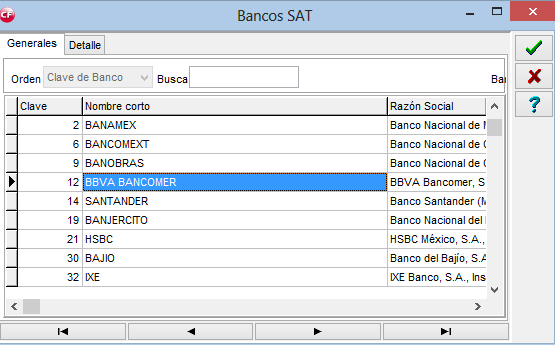 Asignación de bancos SAT a catalogo cuentas. La asignación del banco SAT se realiza en la misma pantalla donde asigno el código agrupador a las cuentas, catalogo cuentas.
