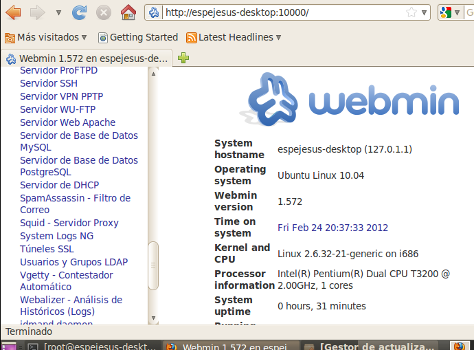 5. Instalación y configuración del servidor Proxy Squid en GNU/Linux utilizando Webmin.