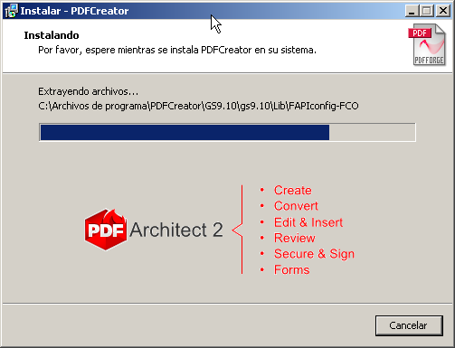 Con todo este proceso se habrá instalado PDFCreator, que funcionará