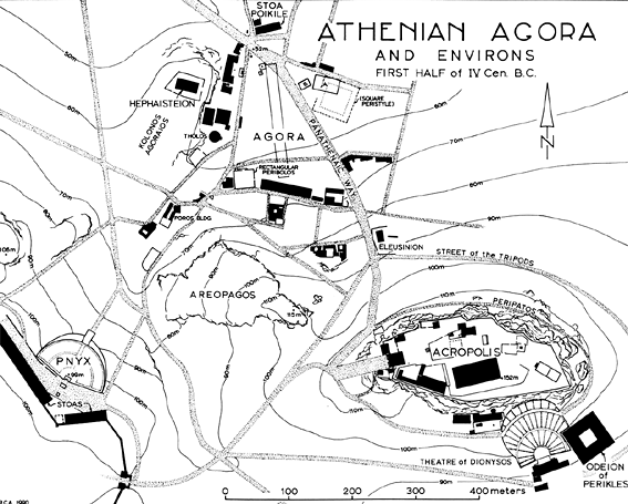 Atenas Acropolis, fortaleza 320 x 130 m.