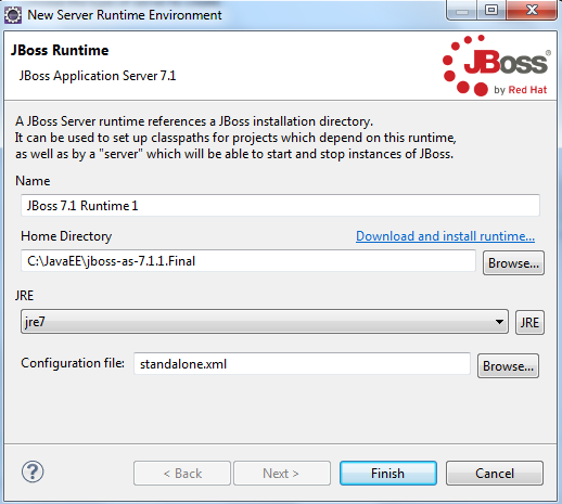Clic derecho sobre JBoss 7.1 Runtime Server New Server. En la parte inferior correspondiente a JBoss 7.