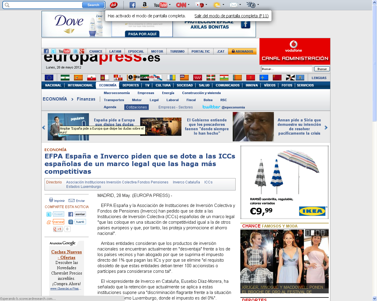 Medio: Europa Press Fecha: 28.05.2012 Cliente: EFPA Link: http://www.europapress.