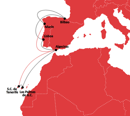 4.1. Conexión de rutas. La primera ruta a estudio es la ruta del Norte, operada por Boluda Corporación Marítima.